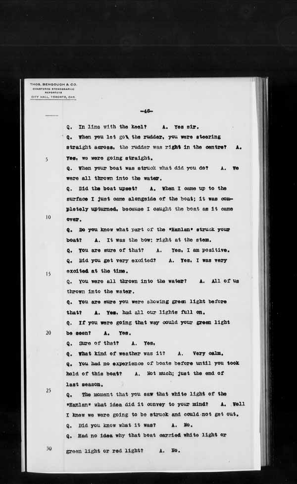 Wrecks, Casualties and Salvage - Formal Investigations - S.S. JOHN HANLAN and CECILIA