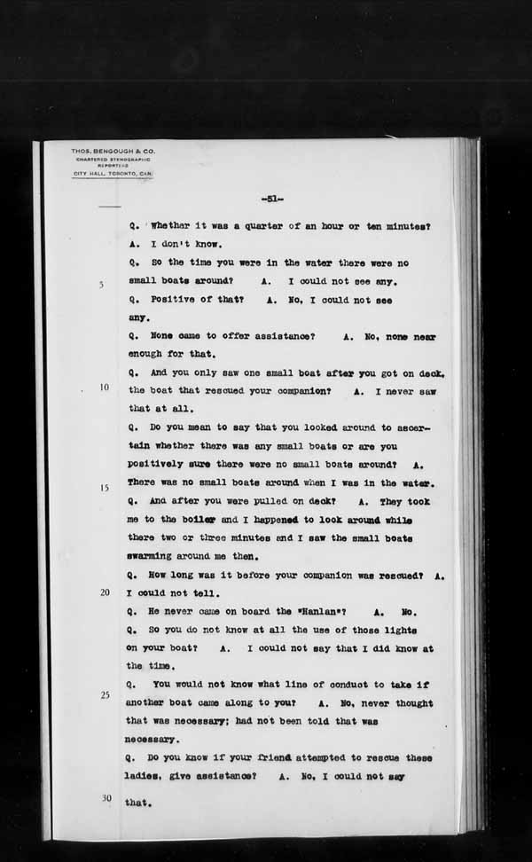Wrecks, Casualties and Salvage - Formal Investigations - S.S. JOHN HANLAN and CECILIA