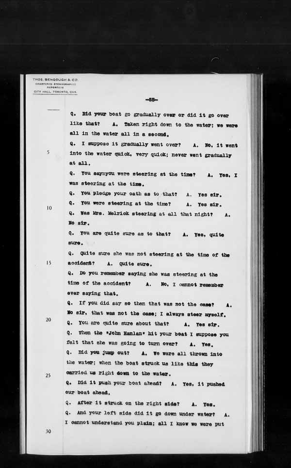 Wrecks, Casualties and Salvage - Formal Investigations - S.S. JOHN HANLAN and CECILIA