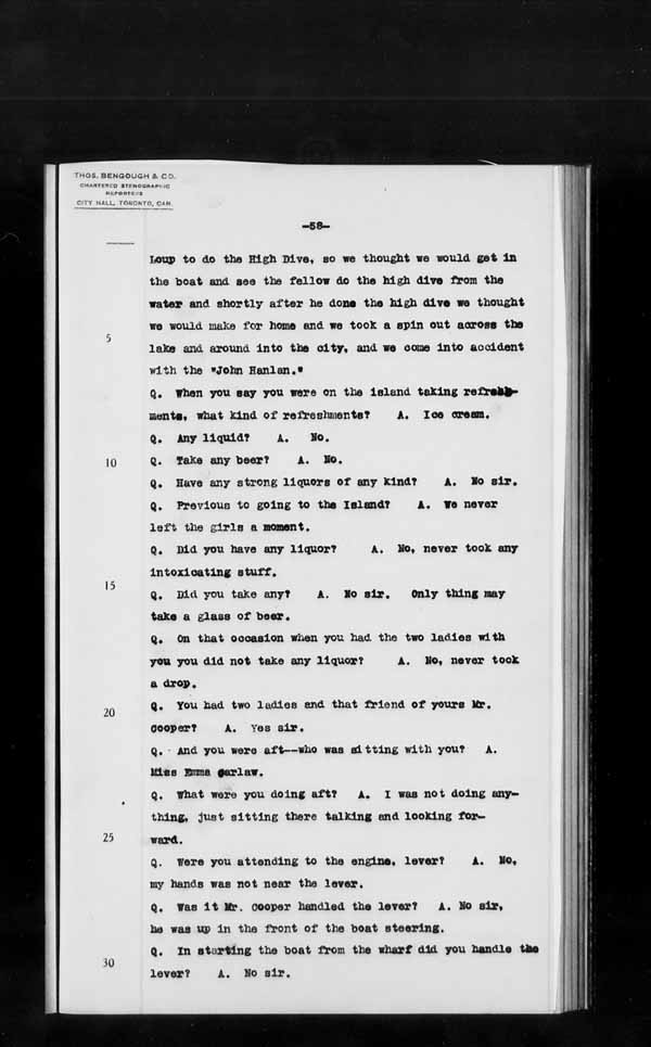 Wrecks, Casualties and Salvage - Formal Investigations - S.S. JOHN HANLAN and CECILIA