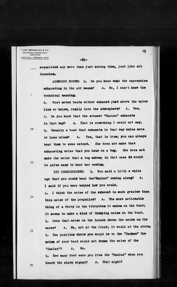 Wrecks, Casualties and Salvage - Formal Investigations - S.S. JOHN HANLAN and CECILIA
