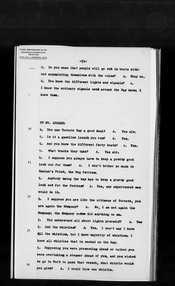 Wrecks, Casualties and Salvage - Formal Investigations - S.S. JOHN HANLAN and CECILIA