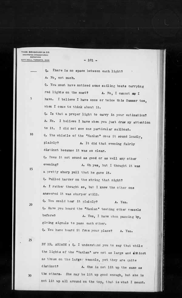 Wrecks, Casualties and Salvage - Formal Investigations - S.S. JOHN HANLAN and CECILIA