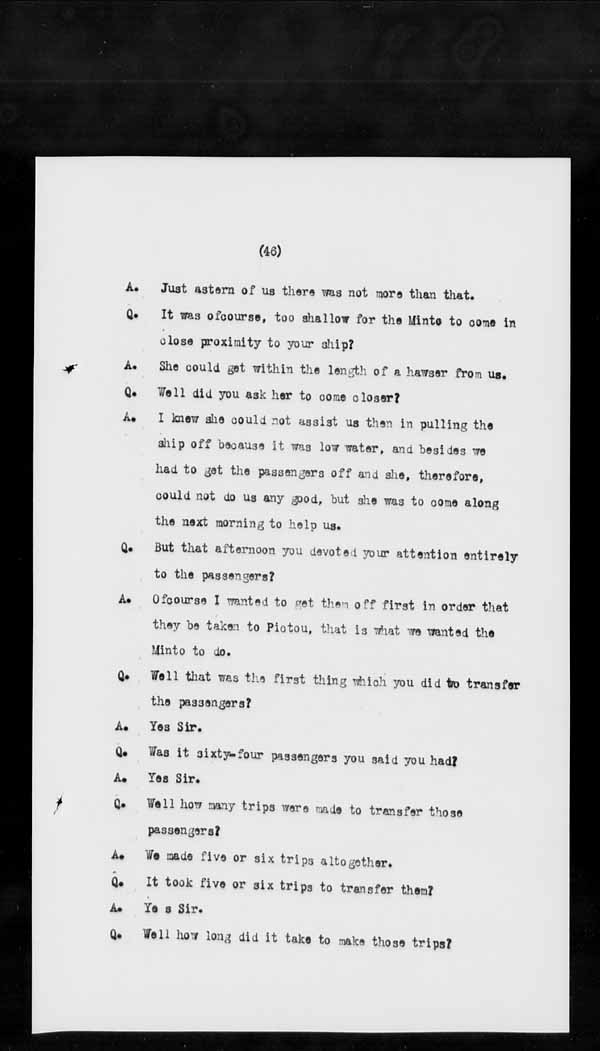 Wrecks, Casualties and Salvage - Formal Investigations - C.G.S. EARL GREY