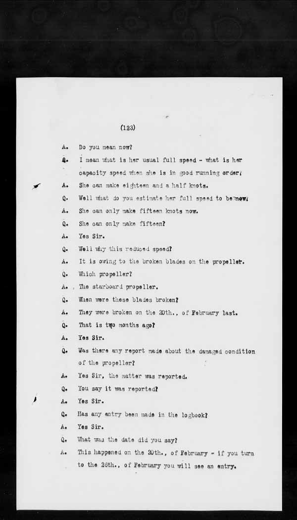 Wrecks, Casualties and Salvage - Formal Investigations - C.G.S. EARL GREY