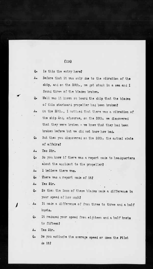 Wrecks, Casualties and Salvage - Formal Investigations - C.G.S. EARL GREY