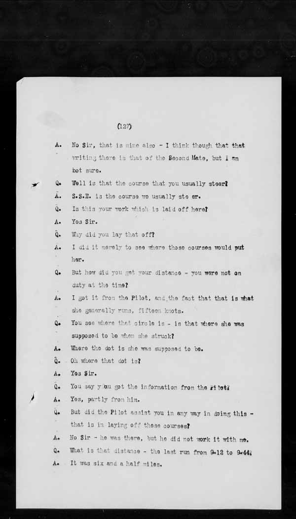 Wrecks, Casualties and Salvage - Formal Investigations - C.G.S. EARL GREY