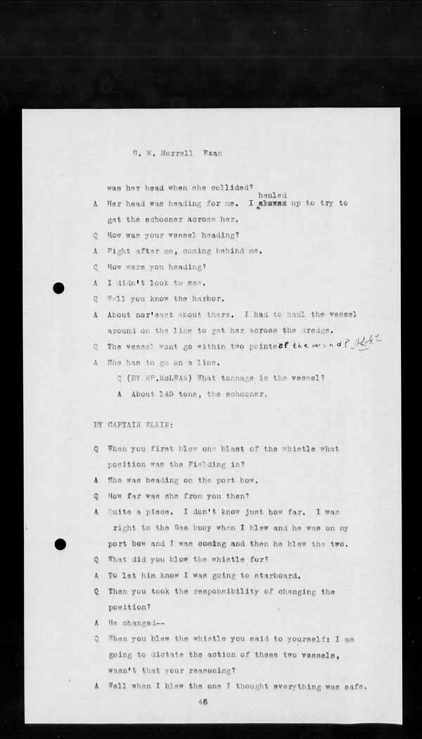 Wrecks, Casualties and Salvage - Formal Investigations - Collision Between FIELDING and T.W. COOPER