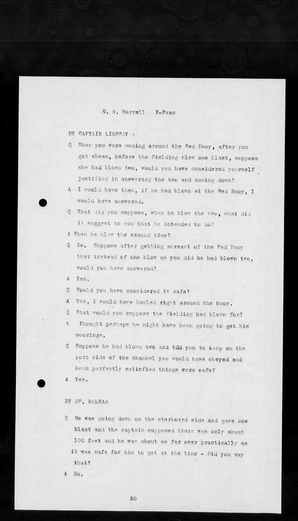 Wrecks, Casualties and Salvage - Formal Investigations - Collision Between FIELDING and T.W. COOPER