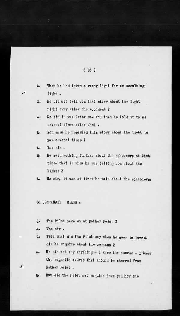 Wrecks, Casualties and Salvage - Formal Investigations - S.S. GLADSTONE