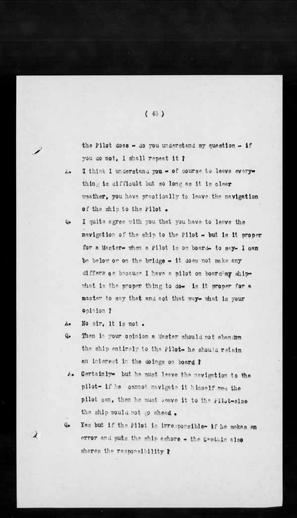 Wrecks, Casualties and Salvage - Formal Investigations - S.S. GLADSTONE
