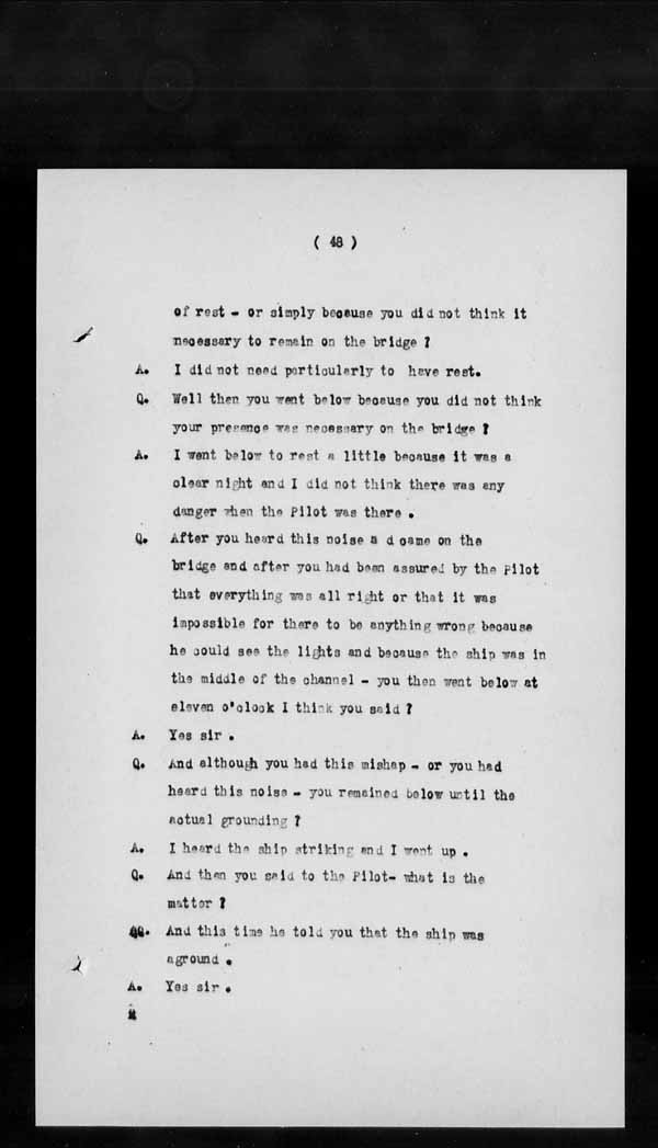 Wrecks, Casualties and Salvage - Formal Investigations - S.S. GLADSTONE