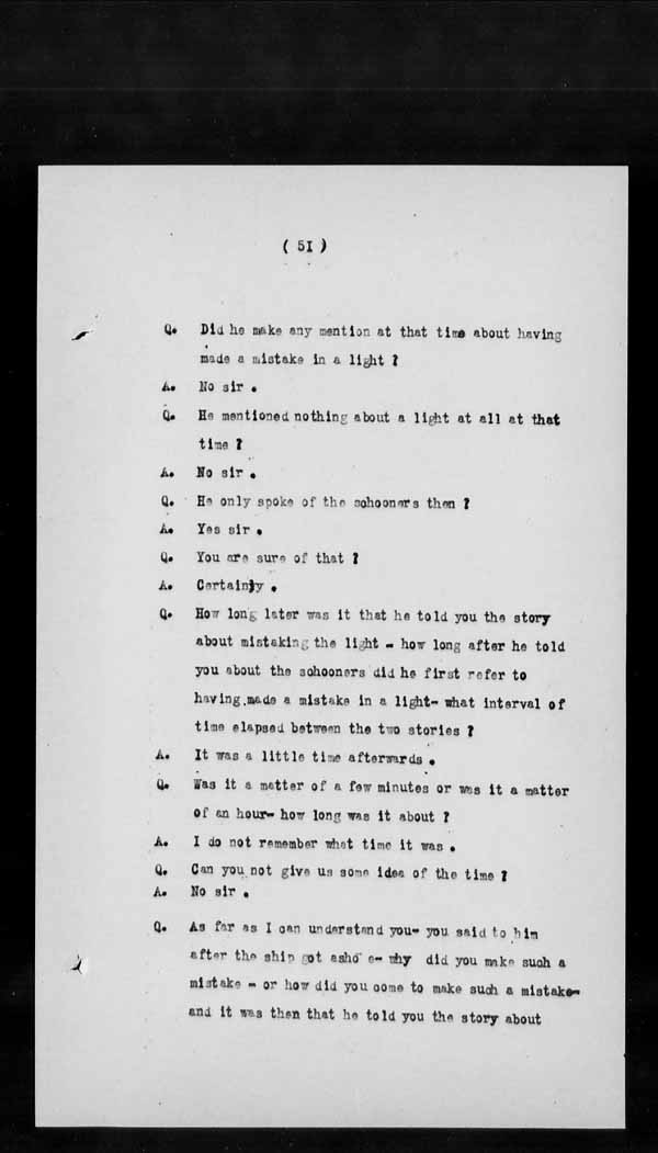 Wrecks, Casualties and Salvage - Formal Investigations - S.S. GLADSTONE