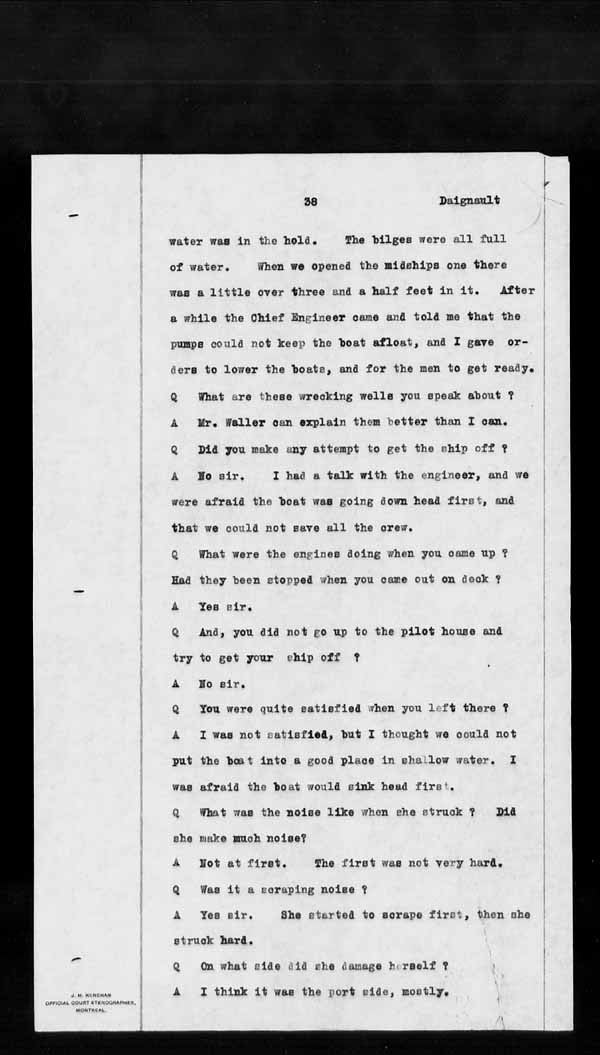 Wrecks, Casualties and Salvage - Formal Investigations - S.S. KEYSTORM