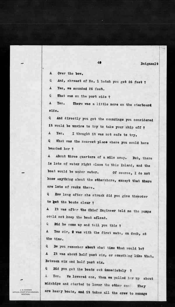 Wrecks, Casualties and Salvage - Formal Investigations - S.S. KEYSTORM