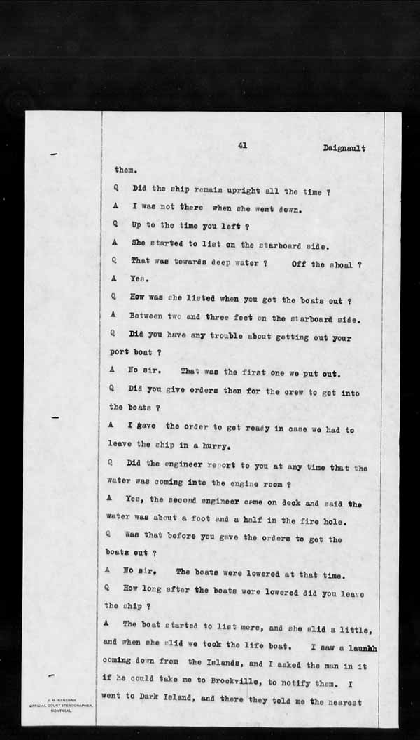Wrecks, Casualties and Salvage - Formal Investigations - S.S. KEYSTORM