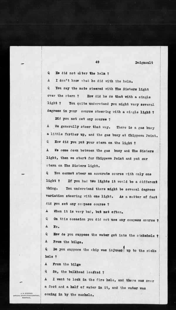 Wrecks, Casualties and Salvage - Formal Investigations - S.S. KEYSTORM