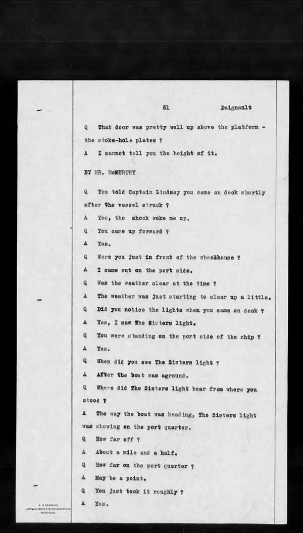 Wrecks, Casualties and Salvage - Formal Investigations - S.S. KEYSTORM