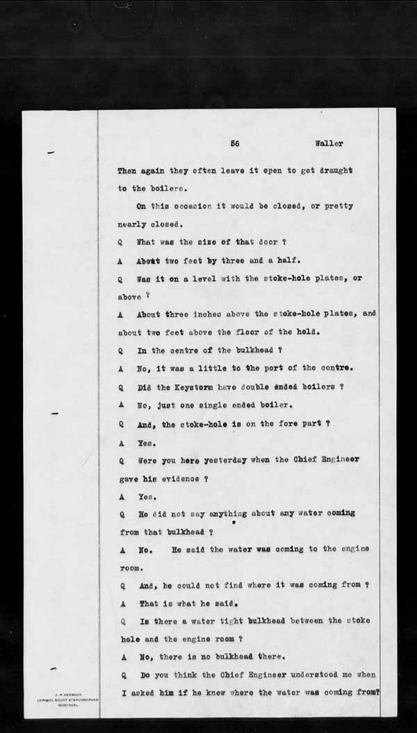Wrecks, Casualties and Salvage - Formal Investigations - S.S. KEYSTORM