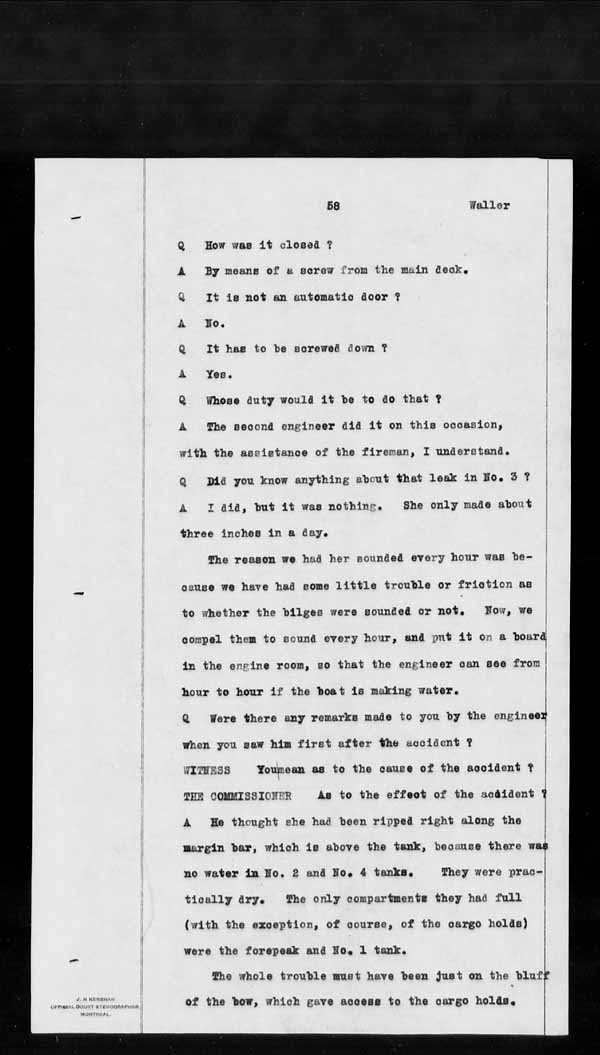 Wrecks, Casualties and Salvage - Formal Investigations - S.S. KEYSTORM