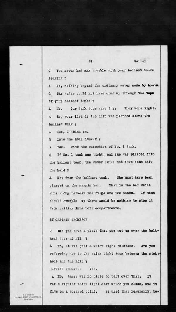Wrecks, Casualties and Salvage - Formal Investigations - S.S. KEYSTORM