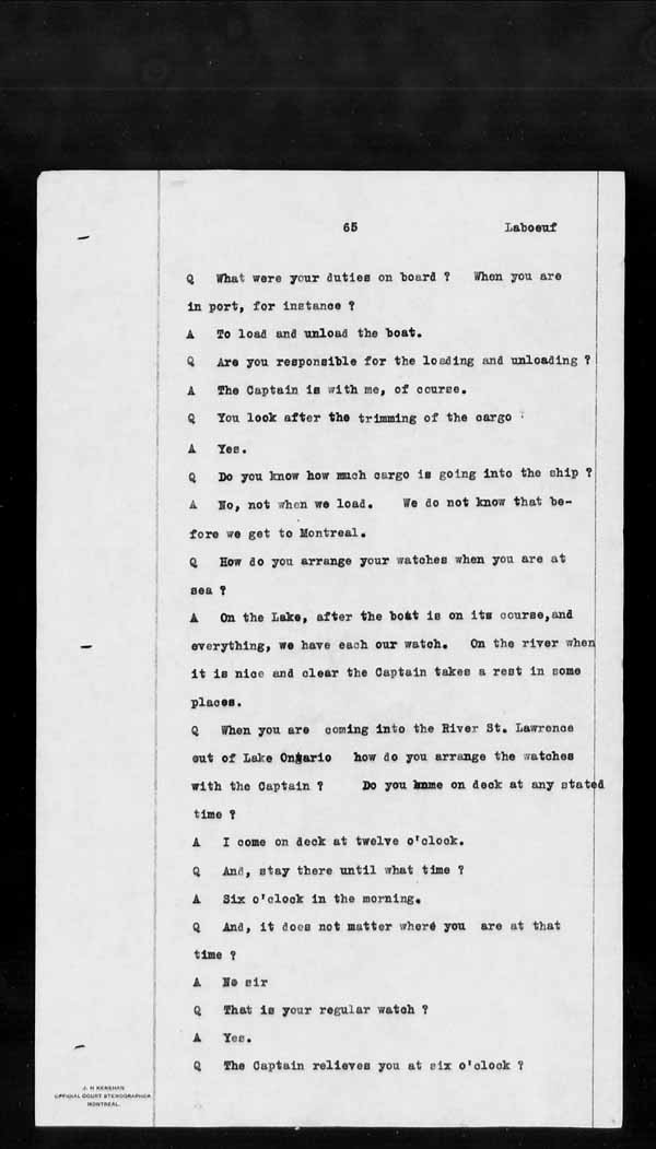 Wrecks, Casualties and Salvage - Formal Investigations - S.S. KEYSTORM