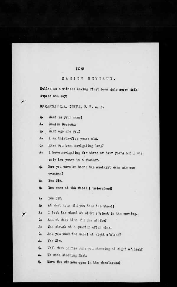 Wrecks, Casualties and Salvage - Formal Investigations - S.S. AMETHYST