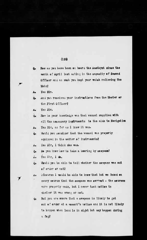 Wrecks, Casualties and Salvage - Formal Investigations - S.S. AMETHYST