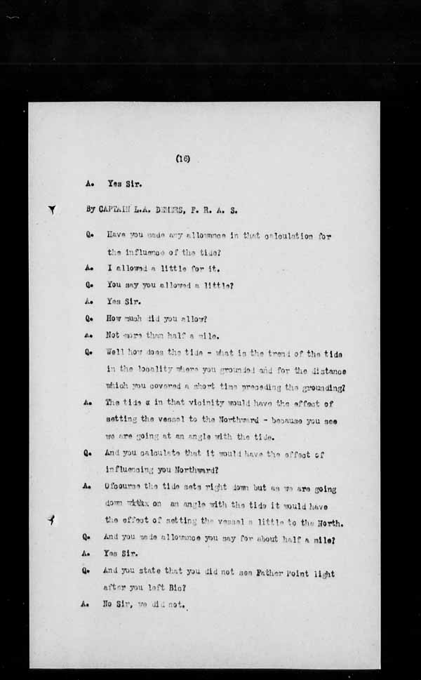 Wrecks, Casualties and Salvage - Formal Investigations - S.S. CARRIGAN HEAD