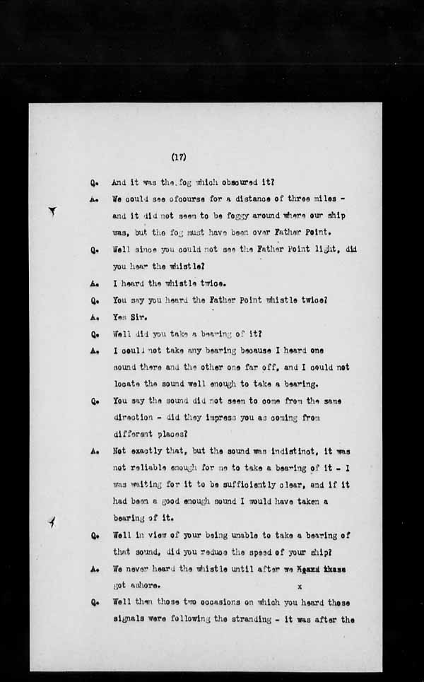 Wrecks, Casualties and Salvage - Formal Investigations - S.S. CARRIGAN HEAD