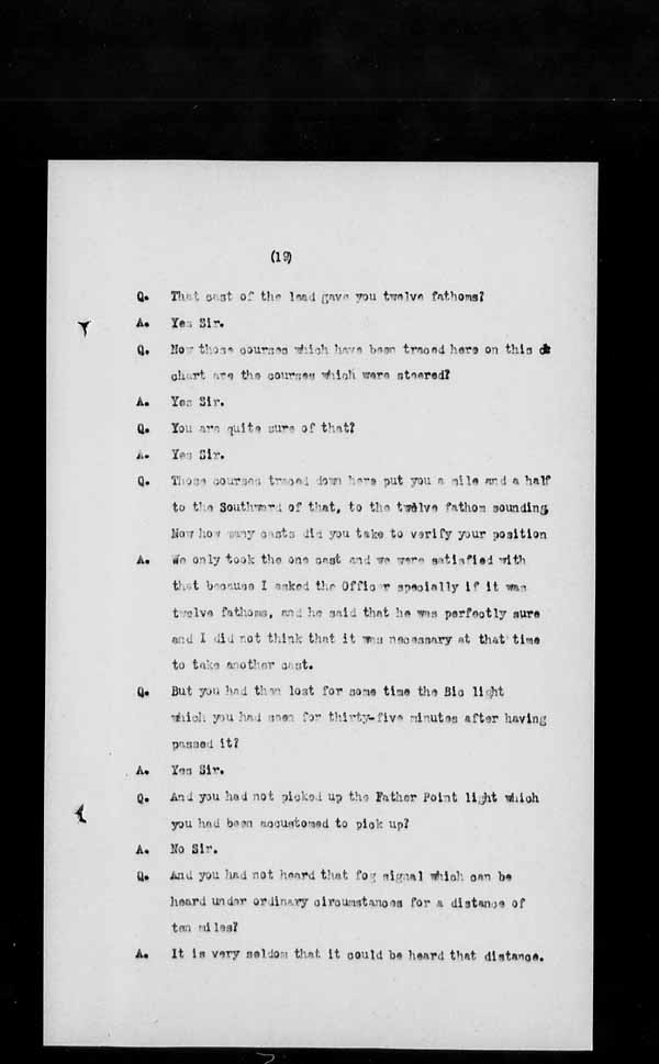 Wrecks, Casualties and Salvage - Formal Investigations - S.S. CARRIGAN HEAD