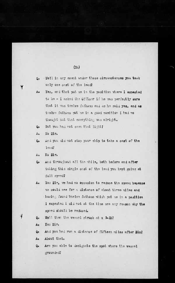 Wrecks, Casualties and Salvage - Formal Investigations - S.S. CARRIGAN HEAD