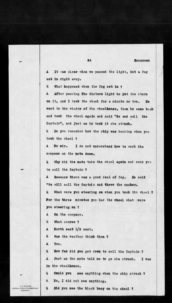 Wrecks, Casualties and Salvage - Formal Investigations - S.S. KEYSTORM