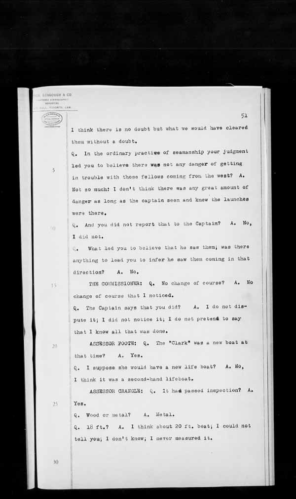 Wrecks, Casualties and Salvage - Formal Investigations - Collision Between S.S. T.G. CLARK and Launch LEONORE