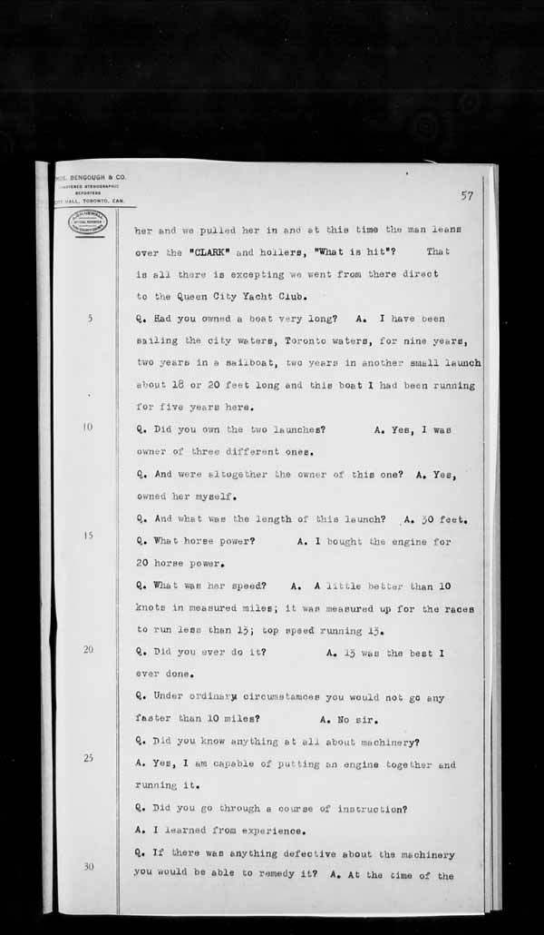 Wrecks, Casualties and Salvage - Formal Investigations - Collision Between S.S. T.G. CLARK and Launch LEONORE