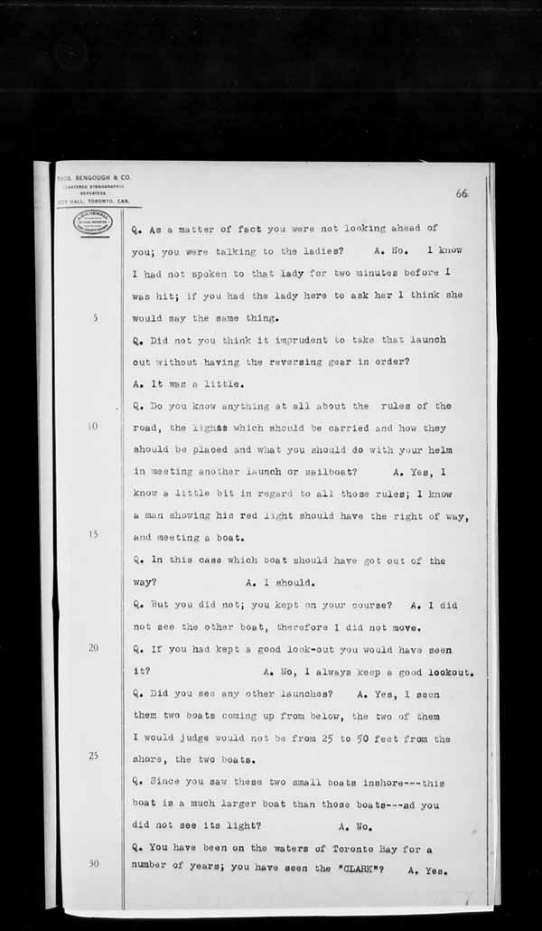 Wrecks, Casualties and Salvage - Formal Investigations - Collision Between S.S. T.G. CLARK and Launch LEONORE