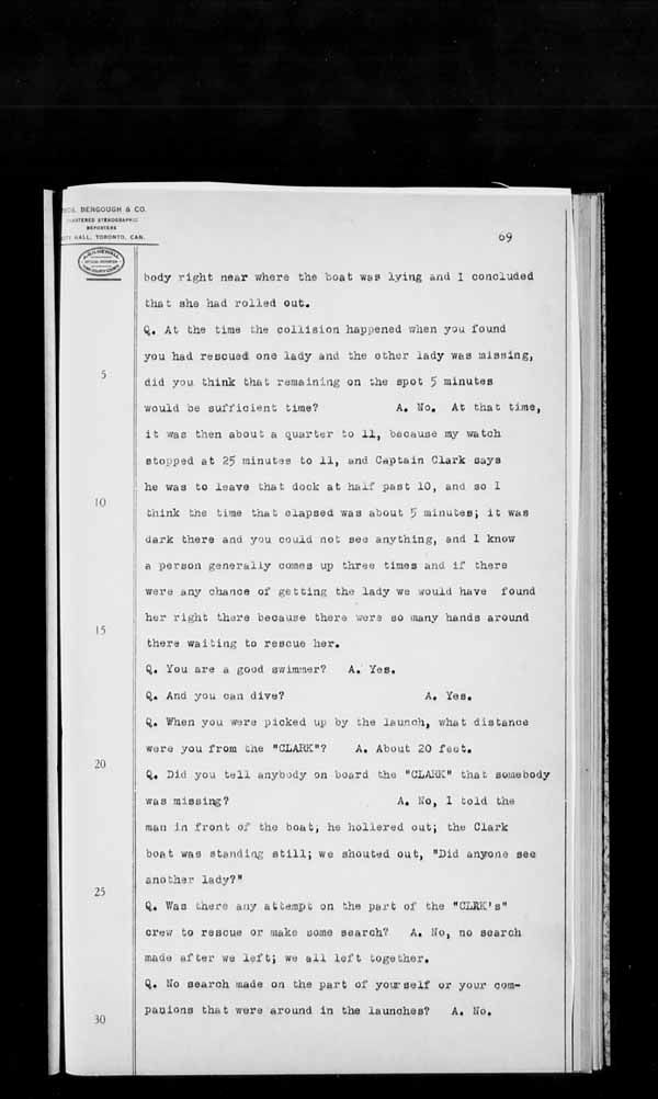 Wrecks, Casualties and Salvage - Formal Investigations - Collision Between S.S. T.G. CLARK and Launch LEONORE