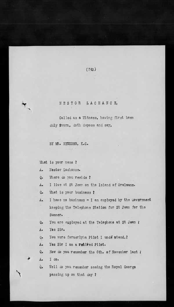 Wrecks, Casualties and Salvage - Formal Investigations - S.S. ROYAL GEORGE