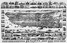 Bird's eye view of Halifax, Nova Scotia, 1890, by D.D. Currie