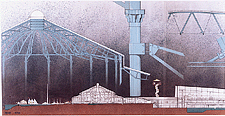 The London Aquatic Centre, architectural presentation drawing, 1998 , by Ronald Keenberg