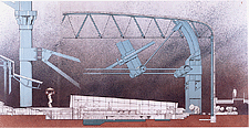 The London Aquatic Centre, architectural presentation drawing, 1998 , by Ronald Keenberg