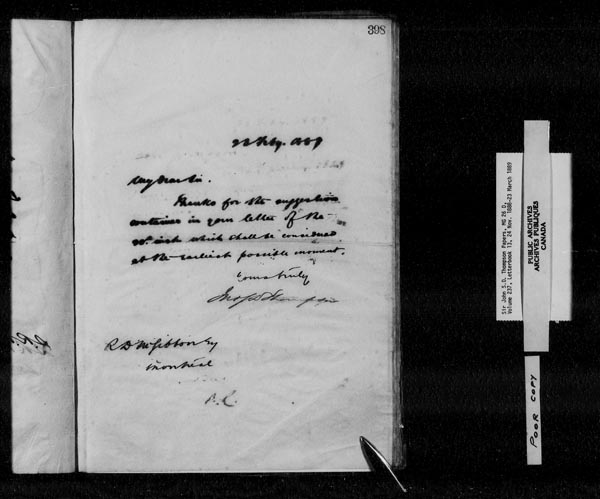 Title: Sir John Thompson fonds - Letterbooks - Mikan Number: 123657 - Microform: c-10574
