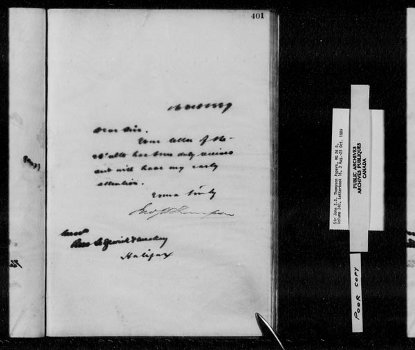 Title: Sir John Thompson fonds - Letterbooks - Mikan Number: 123657 - Microform: c-10575