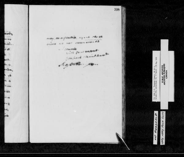 Titre : Fonds sir John Thompson - Copies de lettres - N d'enregistrement Mikan : 129823 - Microforme : c-10576