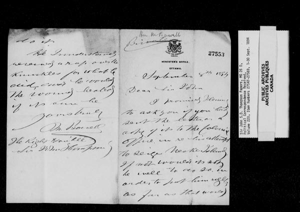 Title: Sir John Thompson fonds - Letterbooks - Mikan Number: 123657 - Microform: c-10695
