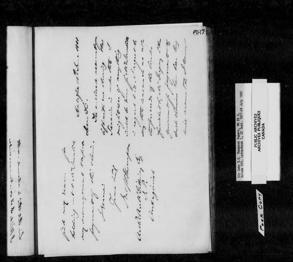 Titre : Fonds sir John Thompson - Copies de lettres - N d'enregistrement Mikan : 129823 - Microforme : c-10695