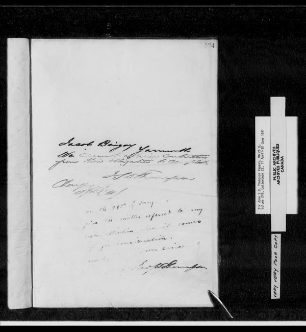 Title: Sir John Thompson fonds - Letterbooks - Mikan Number: 123657 - Microform: c-10697
