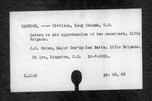 Title: British Military and Naval Records (RG 8, C Series) - INDEX ONLY - Mikan Number: 105012 - Microform: c-11799