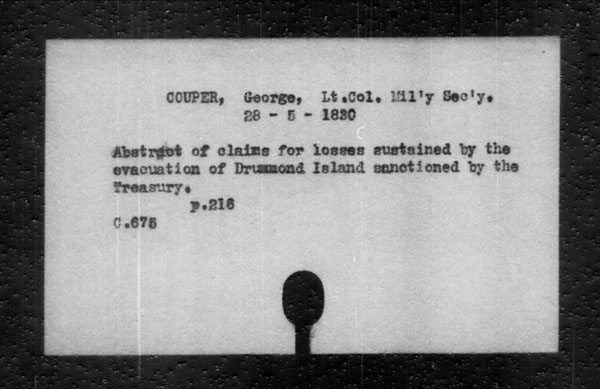 Titre : Archives militaires et navales britanniques (RG 8, srie C) - INDEX SEULEMENT - N d'enregistrement Mikan : 105012 - Microforme : c-11804