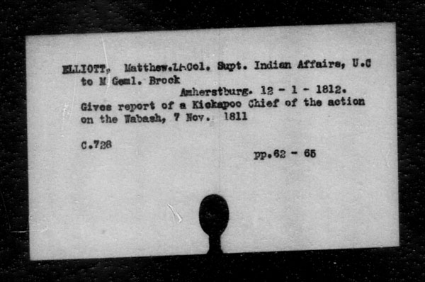 Titre : Archives militaires et navales britanniques (RG 8, srie C) - INDEX SEULEMENT - N d'enregistrement Mikan : 105012 - Microforme : c-11811